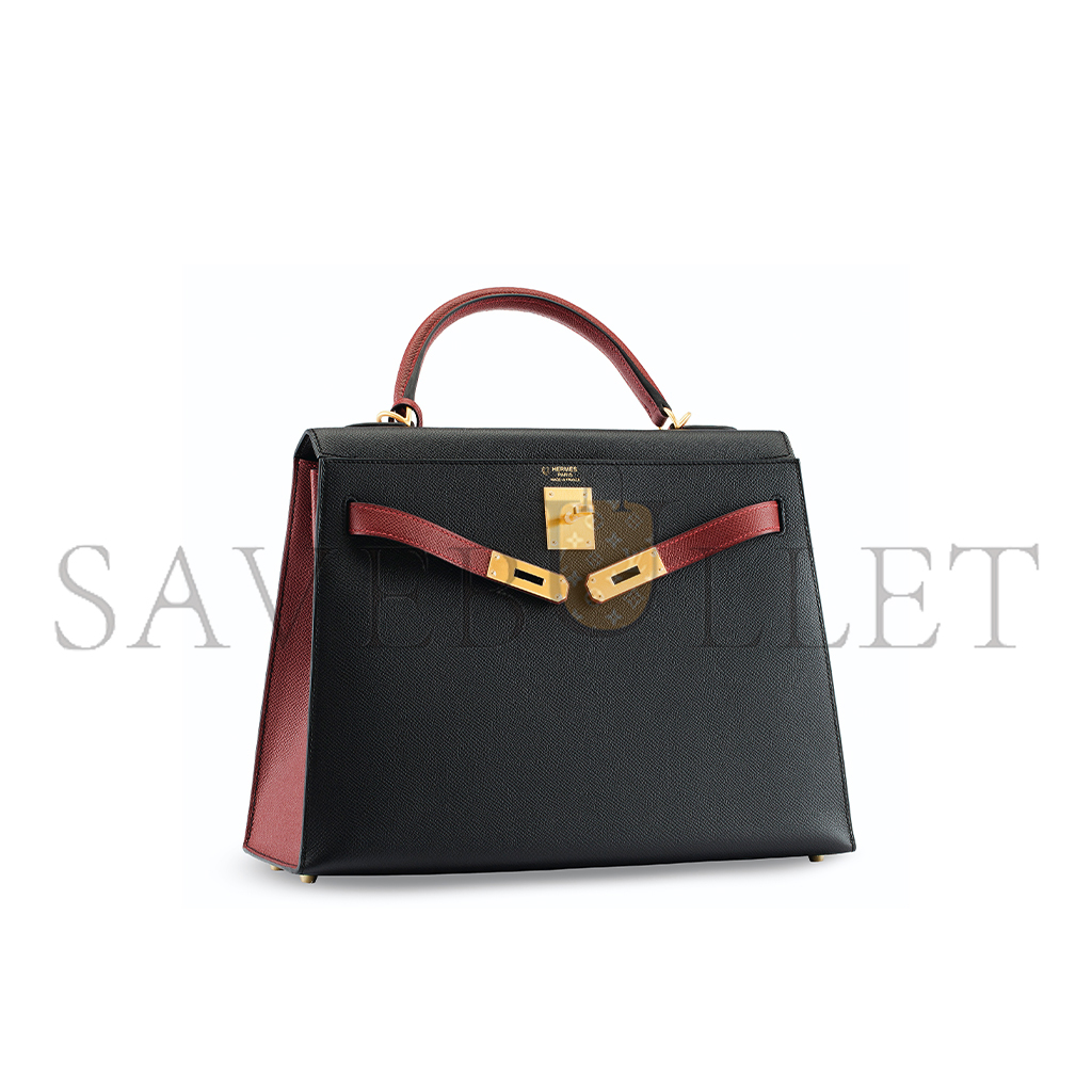 HERMÈS BLACK & ROUGE H EPSOMKELLY 28 GOLD HARDWARE (28*22*10cm) 